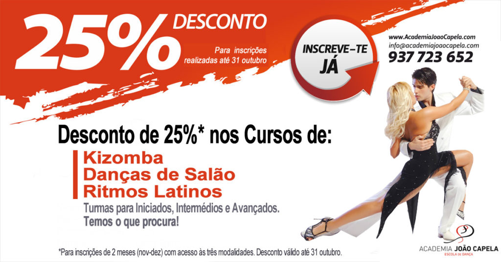 Novos cursos de Kizomba, danças de salão e ritmos latinos iniciam em Novembro em Barcelos, com 25% desconto
